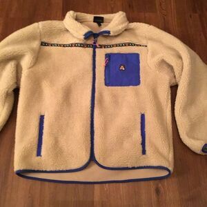 Teddy Fresh Cream and Blue Fleece Sherpa Jacket